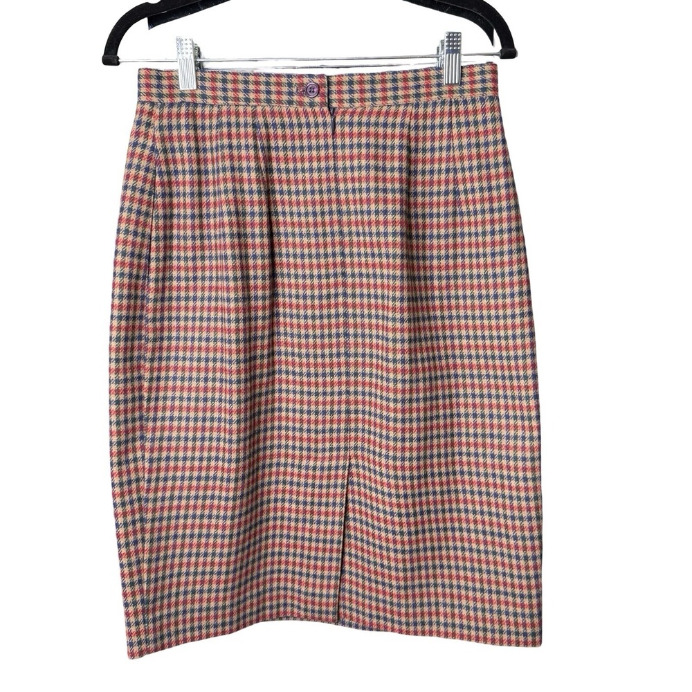 Signature Expressions Womens Size 8 Plaid Wool Blend Pencil Skirt Lined Classic